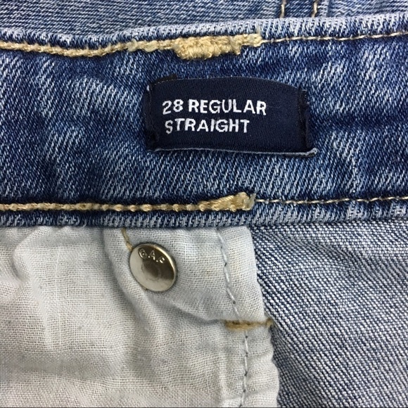 GAP Jeans Straight Medium Indigo Wash Stretch Denim Mid Rise Size 28 Regular - Picture 7 of 13